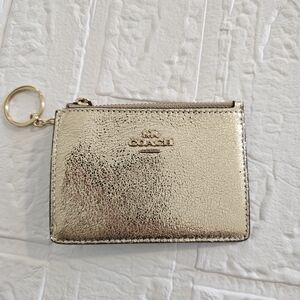 Coach Metallic Gold Zip Card Holder